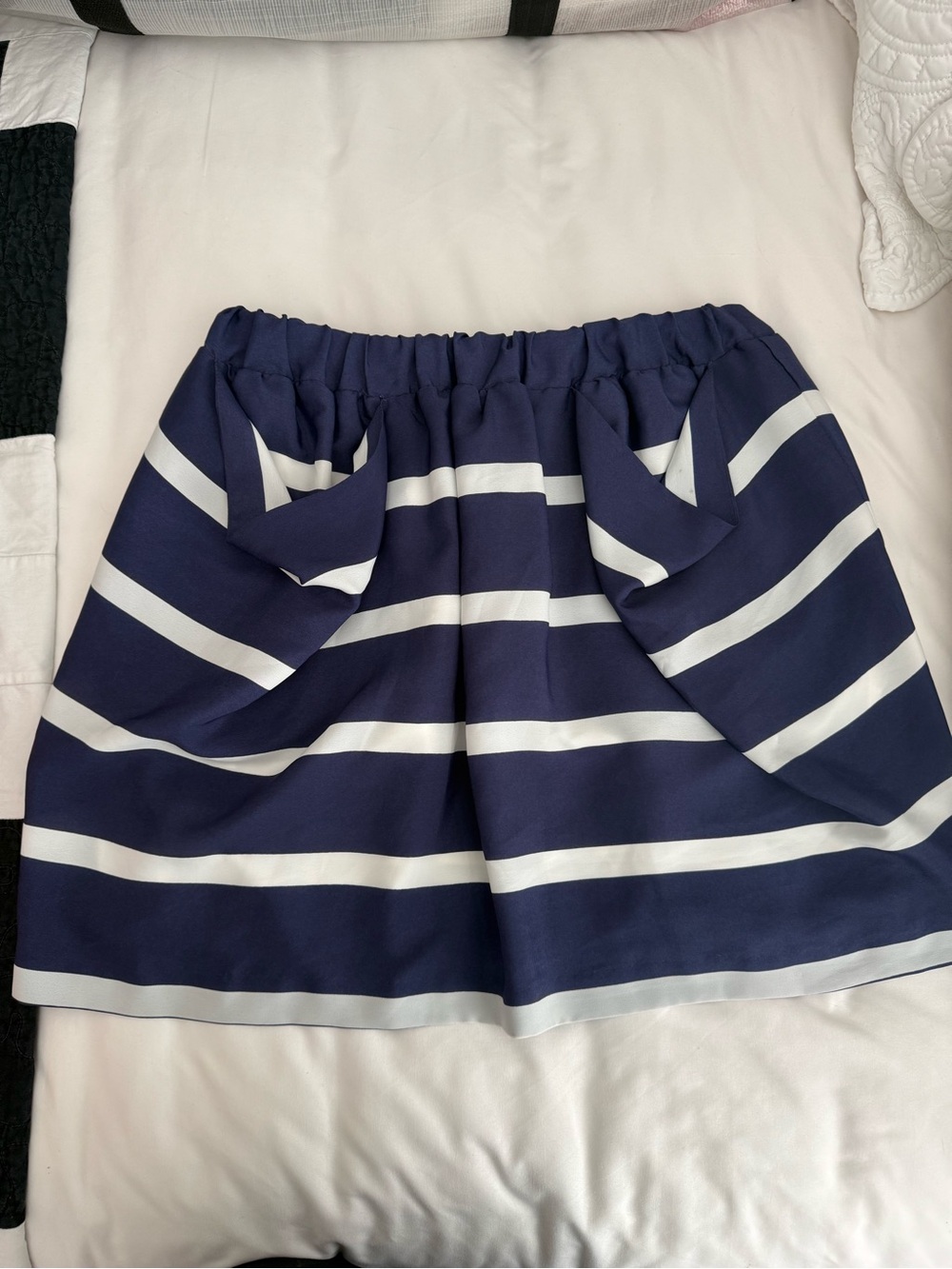 BCBGeneration Navy and White Striped Skater Skirt